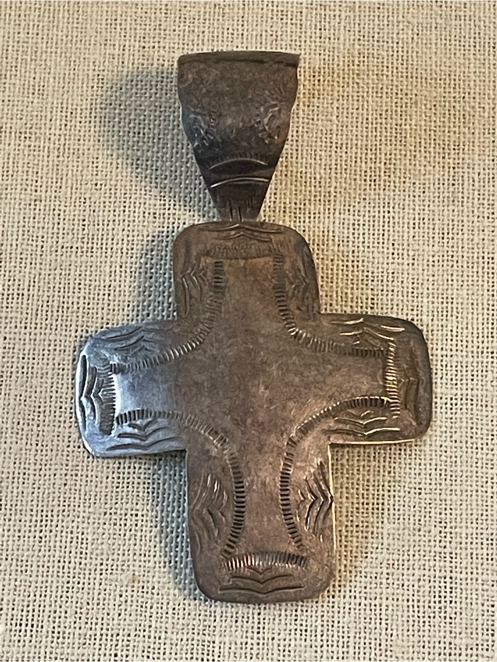 LARGE Vintage Taxco Sterling Silver Cross Pendant